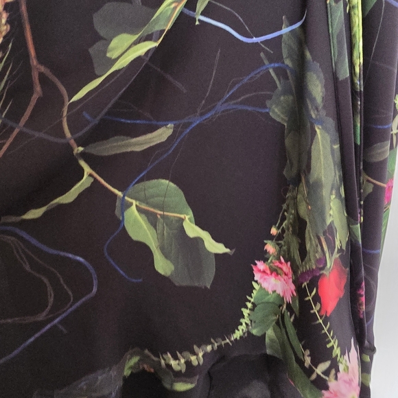 Babaton Black Wrap Dress with Floral Design - Picture 4 of 7